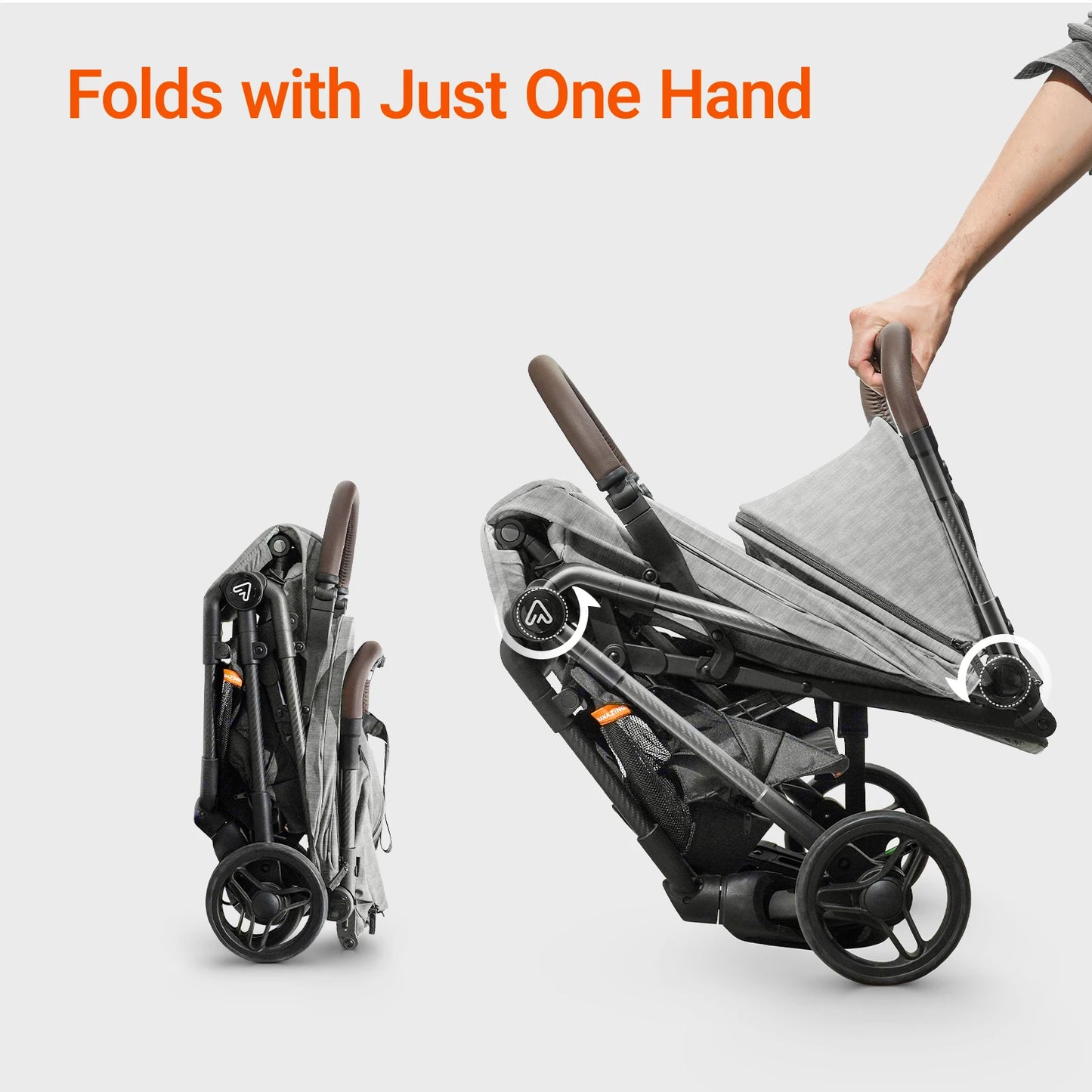 MAMAZING Ultra Air Airplane Stroller Lightweight 11.6lbs Carbon Fiber Frame Easy Fold w/Organizer for Toddlers (GREY)