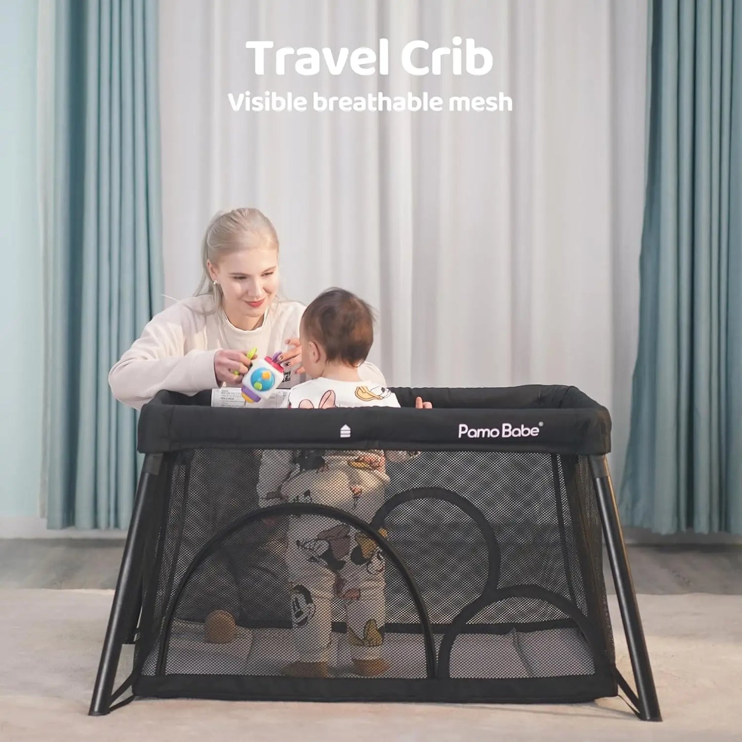 Lightweight Portable Travel Crib Playpen with Bassinet for Babies - Easy Setup & Safe Play