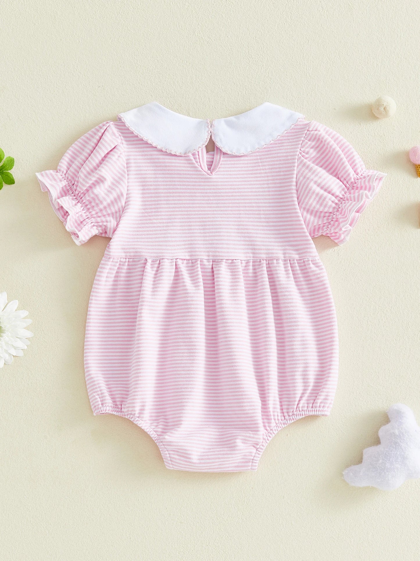 Cute Toddler Floral Print Romper with Ruffle Sleeves and Bow Detail Summer Jumpsuit