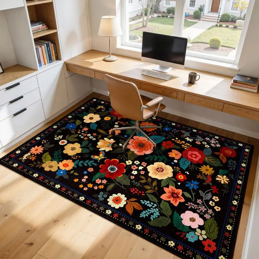 Nursery 5x7 Area Rugs Washable Print Boho Cute Carpet Non Slip Flower Low Pile