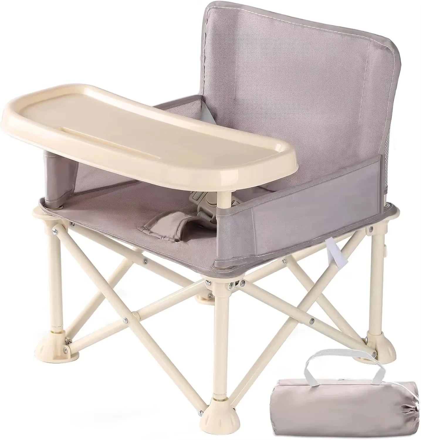 Foldable Portable Baby Dining Chair with Safety Belt & Storage Bag