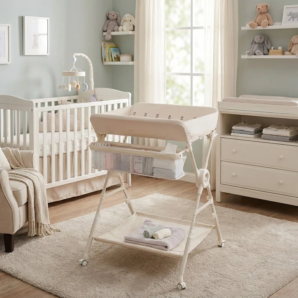 Portable Foldable Baby Changing Table with Wheels