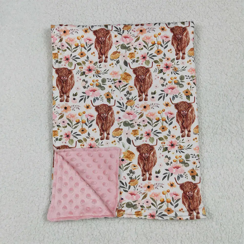 Highland Cow Print Baby Kids Blankets Soft Cozy Plush Blanket