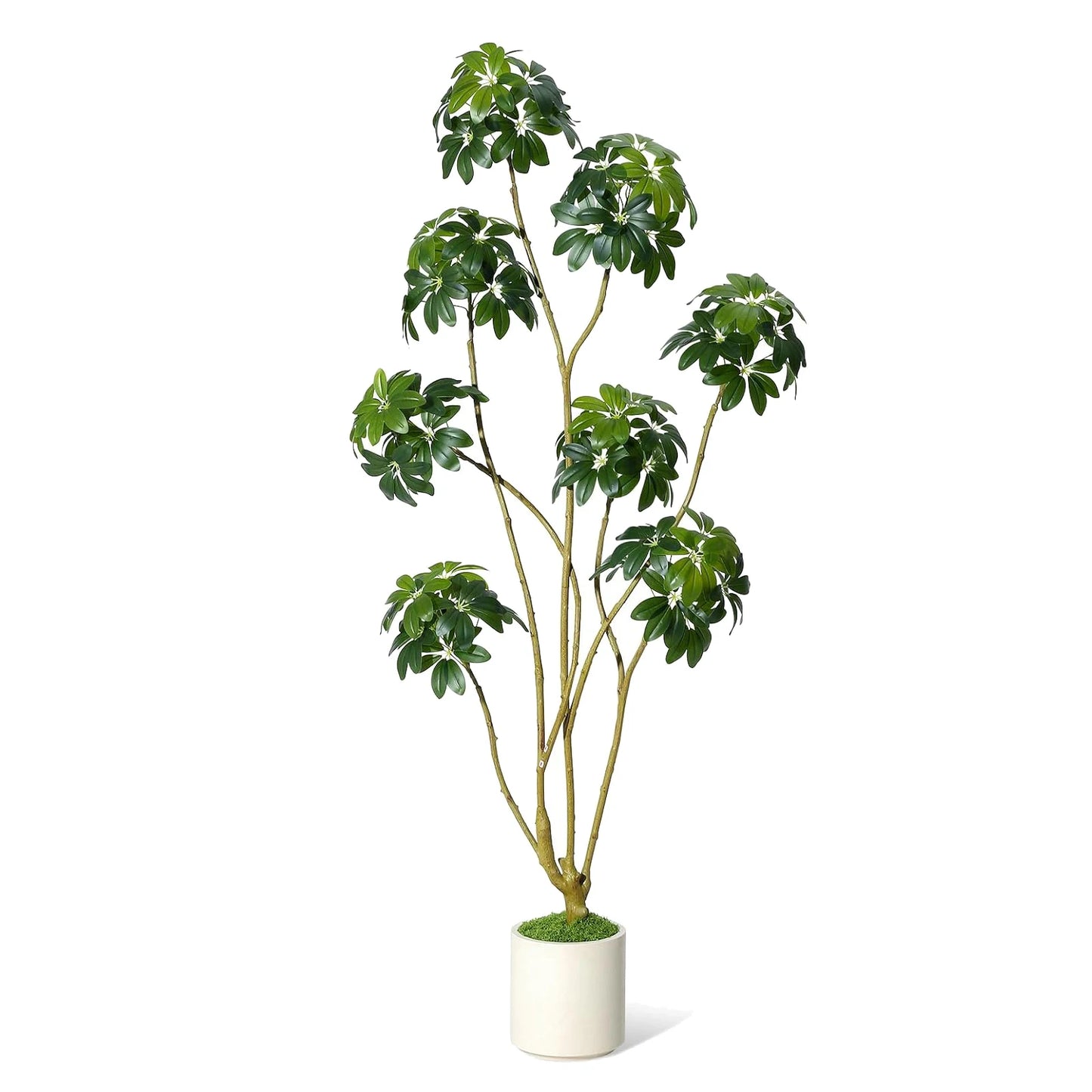 150-210 cm Tall Fake Plant Indoor,Faux Tree Fake Trees in Decorative White Planter with Multiple Trunks Design for Home