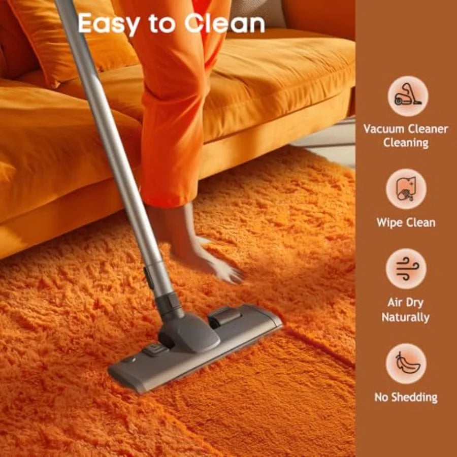 Orange Rugs 5x8 Fluffy Fuzzy Furry Carpet Plush Soft Shaggy Bedside Indoor Floor Area Rug for Girls/ Boy