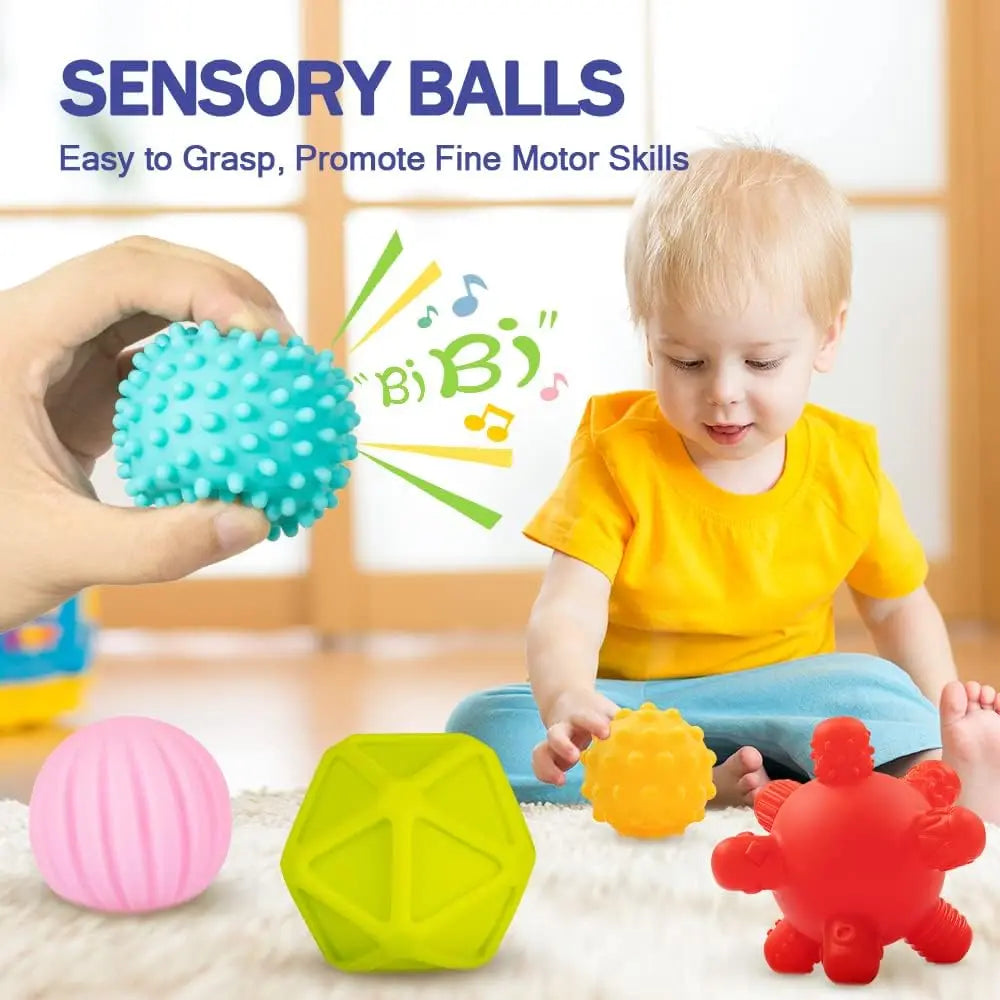 Stacking Blocks & Teething Rings & Sensory Balls for Development