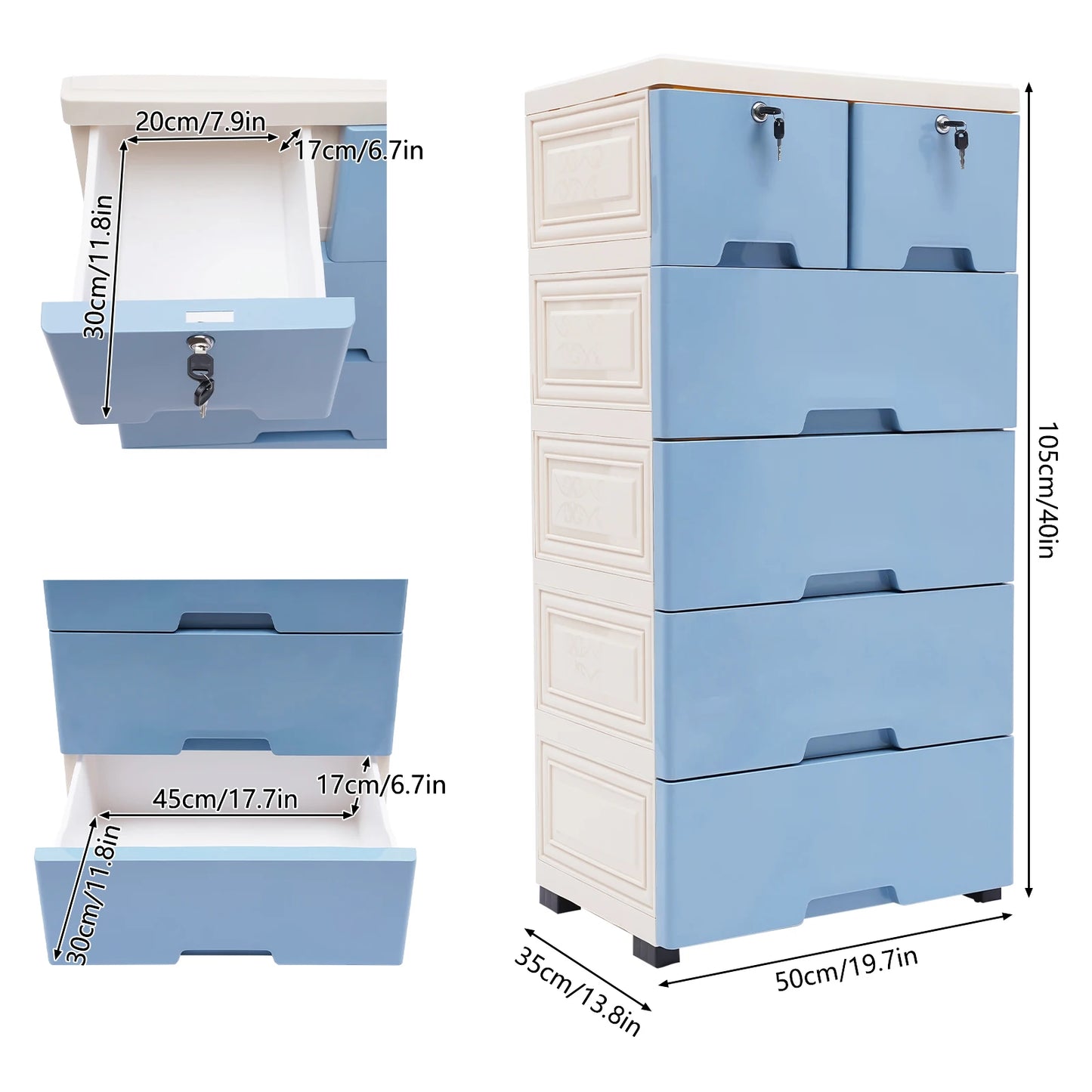 Classic 6 Drawer Plastic Dresser Storage Tower Closet Organizer Unit
