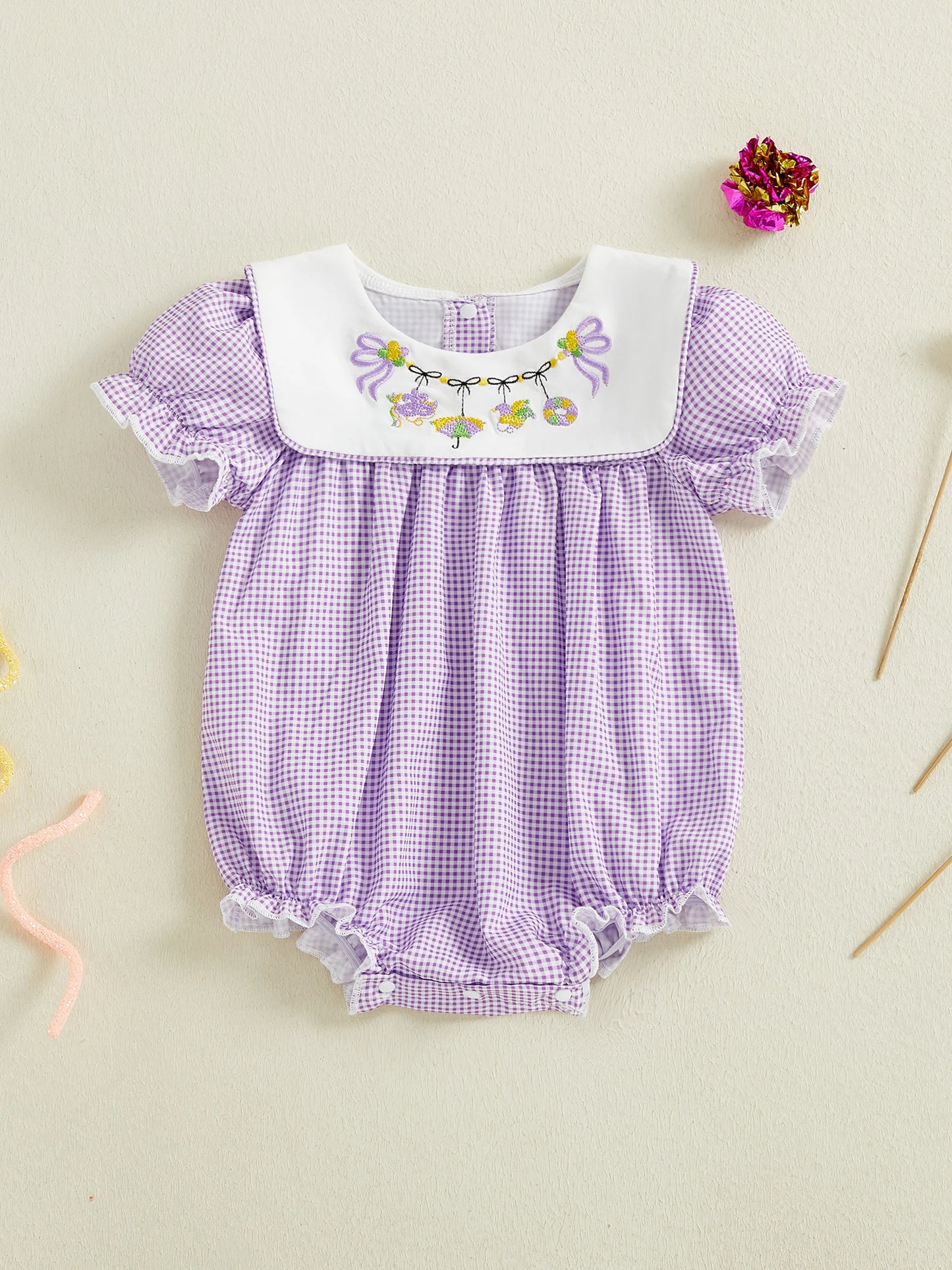 Toddler Girls Jumpsuit Sleeveless Round Neck Floral Print Ruffle Romper Baby Bodysuit Summer Outfit with Bow