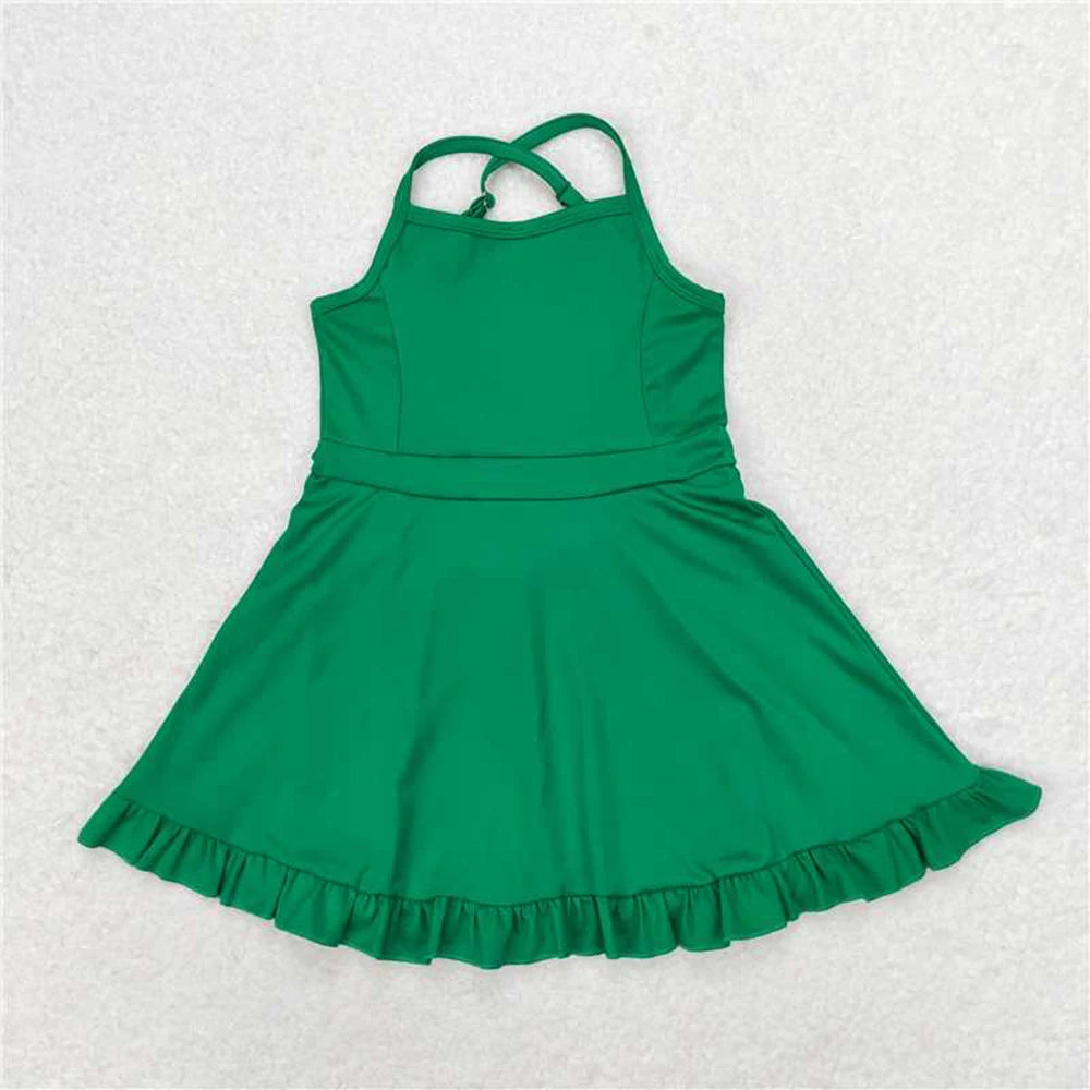 Baby Girls Green Knit Knee-Length Active Wear Dresses Infant Casual Clothing Soft Comfortable Fabric Green Dresses for Girls