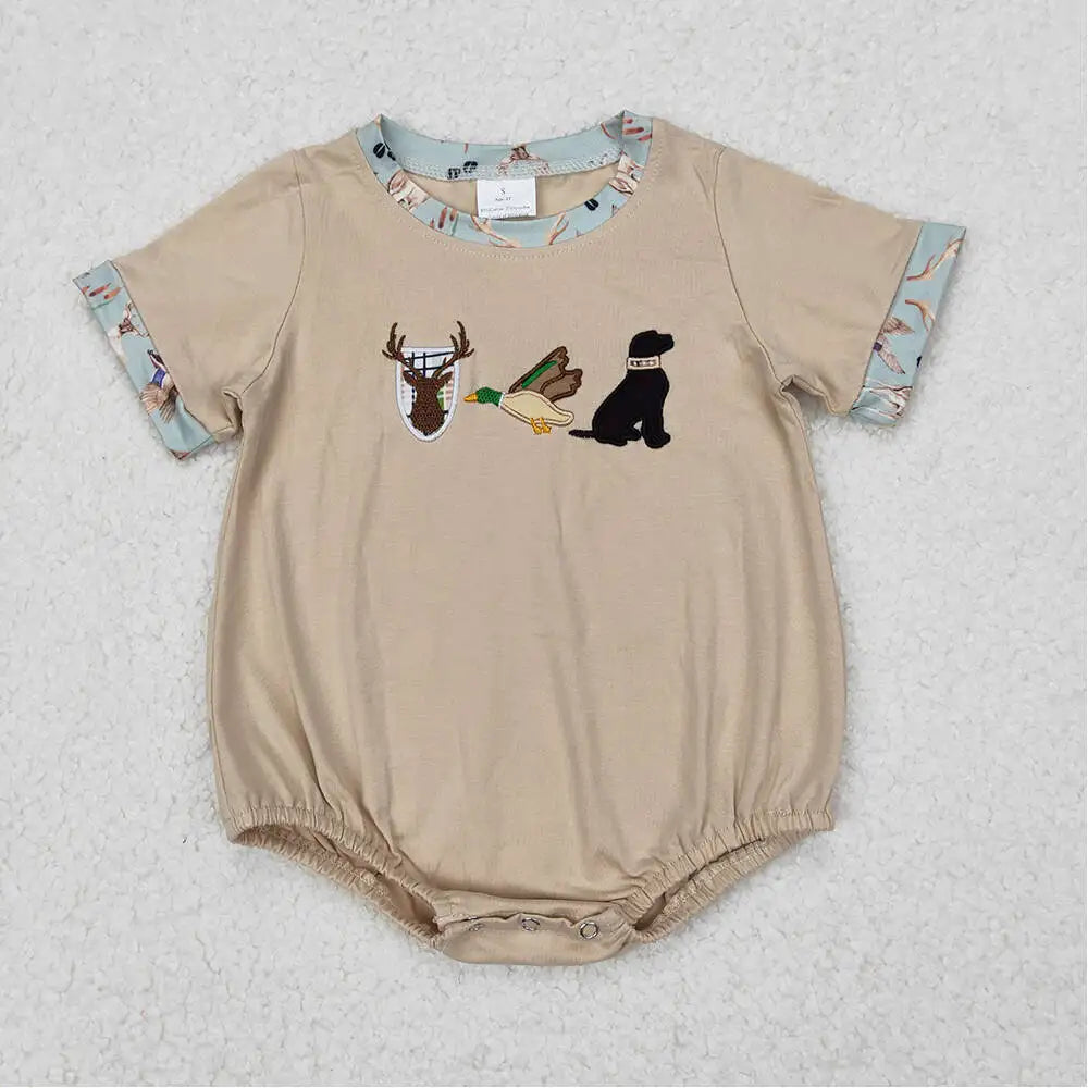 Baby Infant Boys Hunting Deer Duck Dog Rompers Cute Animal Print