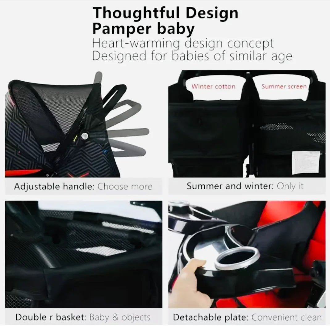 Twins baby stroller,Lightweight , travel friendly, ultra comfort and folding