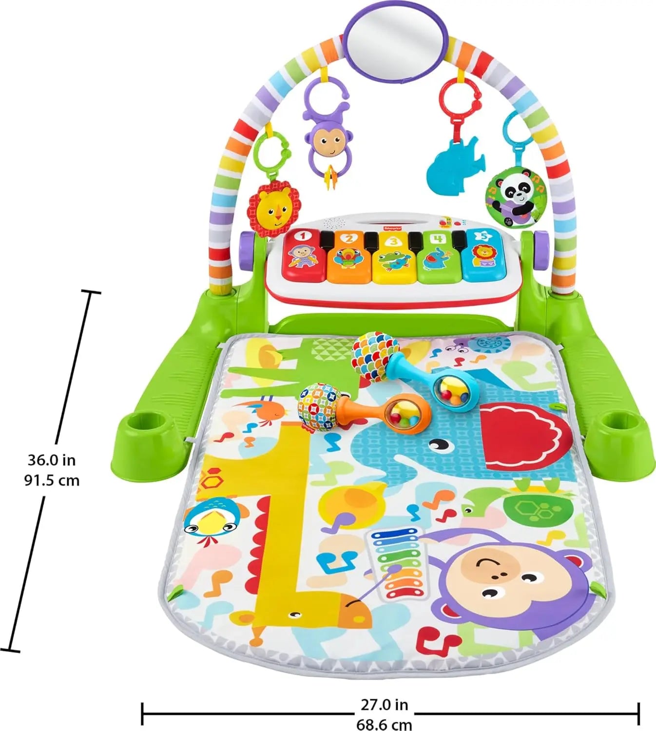 Deluxe Baby Playmat with Kick & Play Piano Gym and Soft Rattles for Newborns to Toddlers