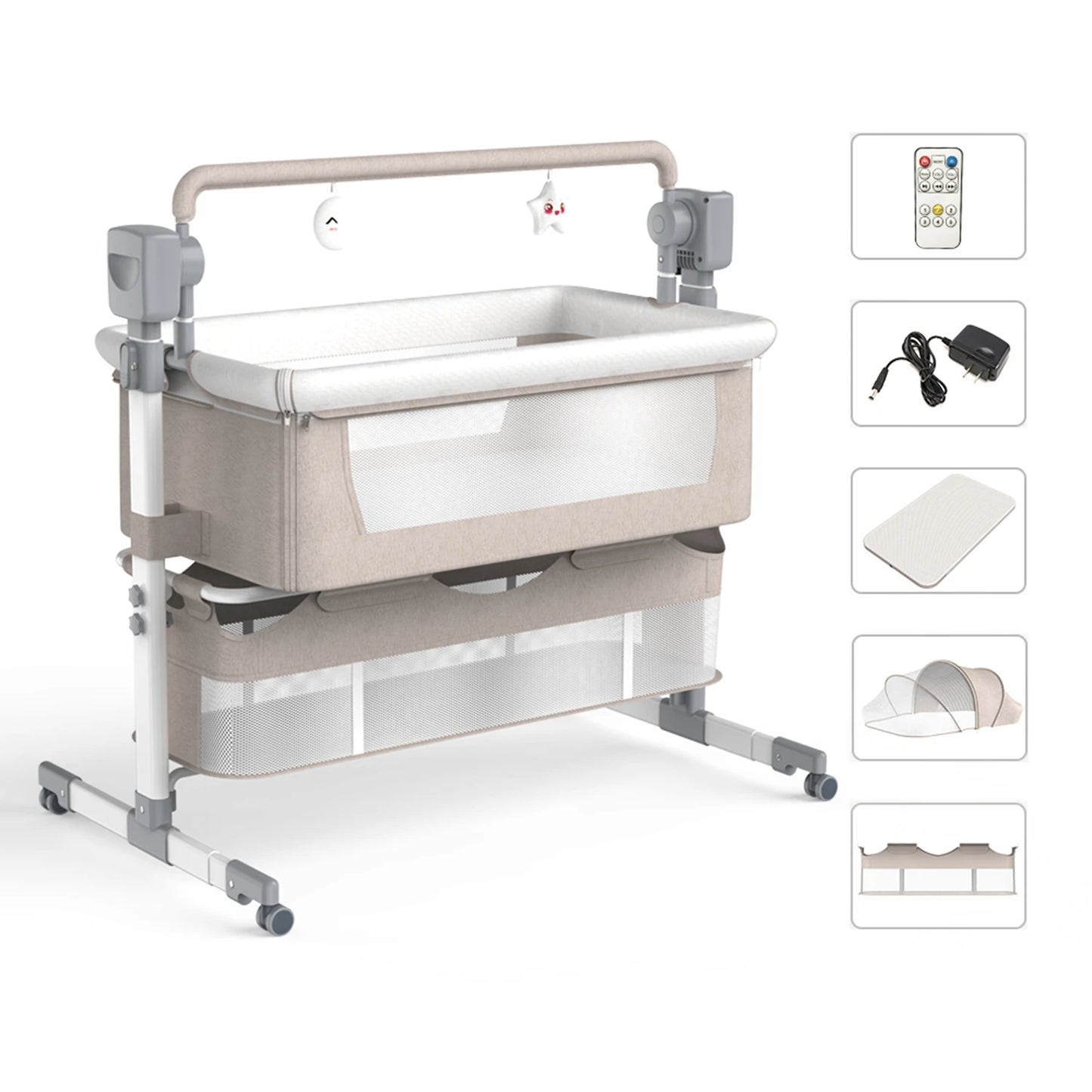 Baby Rocking Bassinet Portable Newborn Cradle Bedside Sleeper