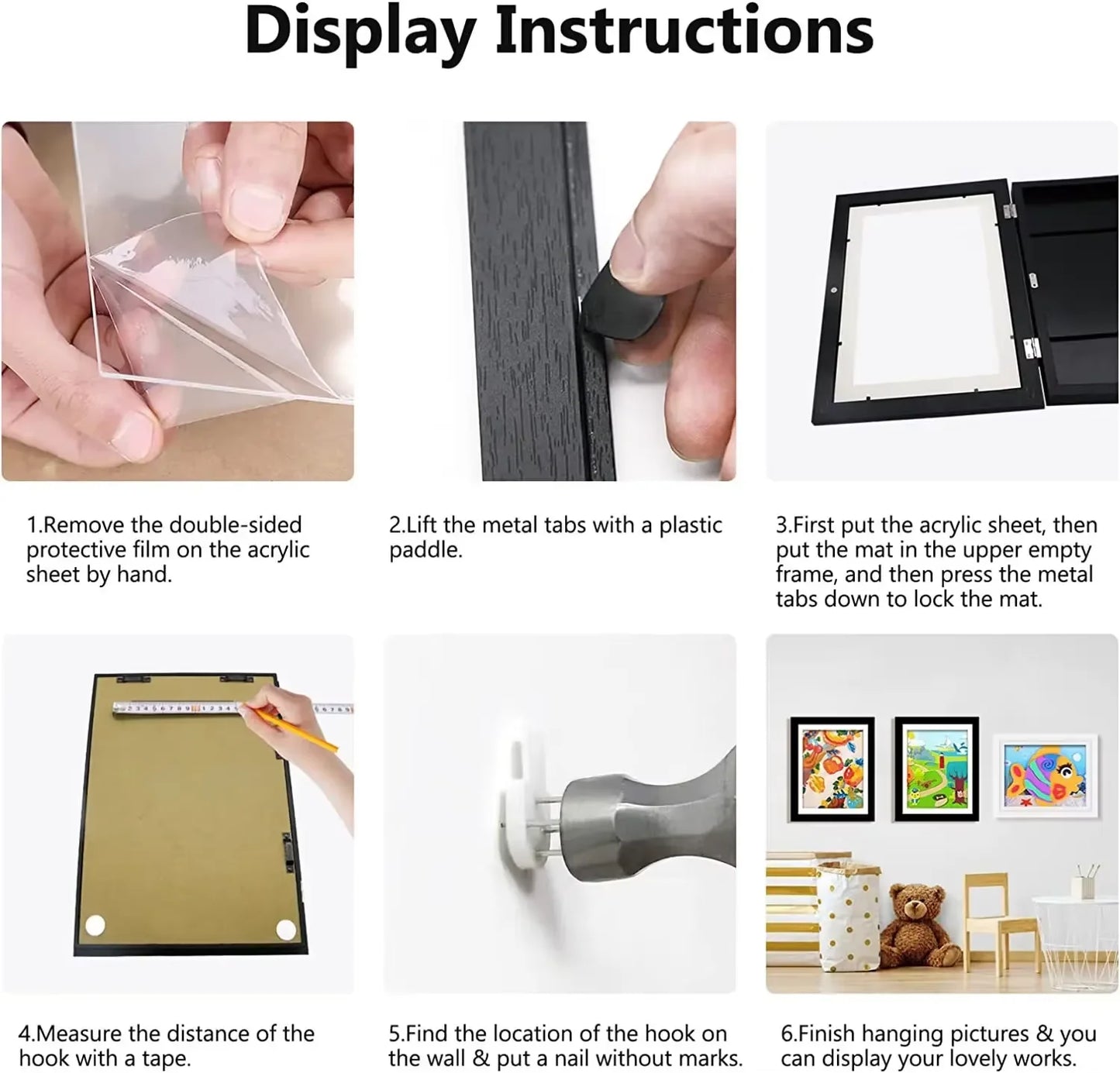 A4 Kids Artwork White Frame Wood Paint Frames Changeable With Acrylic Front Opening Holds 150 Pictures, Art Frames For Kids Art