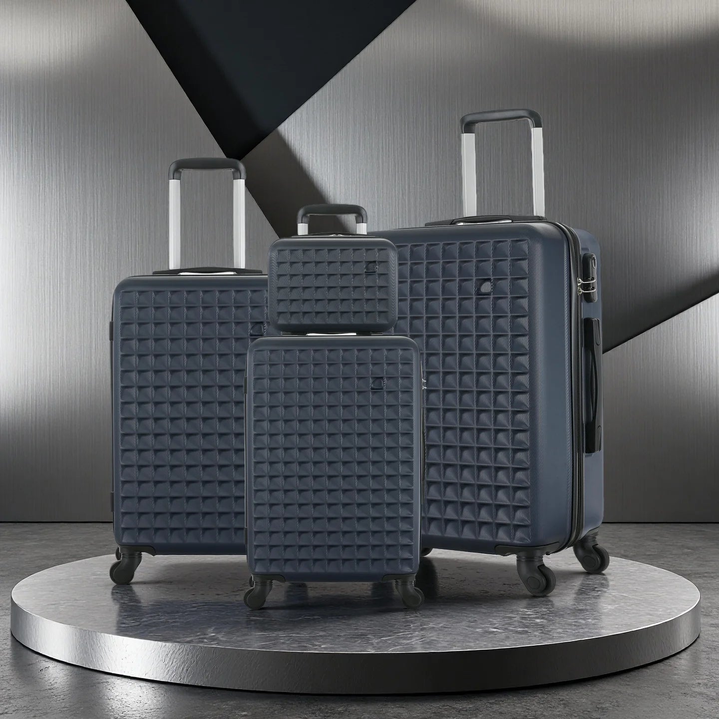 4-Piece ABS Hard side Spinner Luggage Sets (18/23/27 Inch + 13 Inch Cosmetic Case)