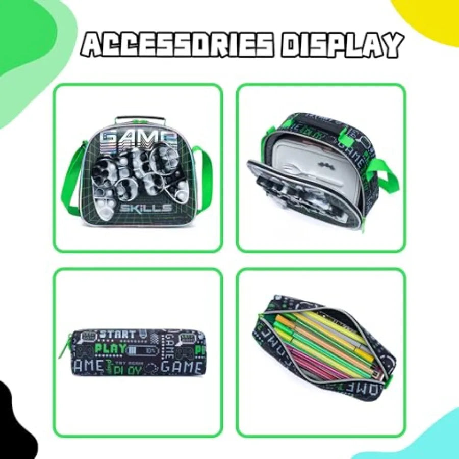 Rolling Backpack with Wheels for Boys Rolling Backpacks with Lunch Box for Elementary School Students 3 in 1 Travel Luggage