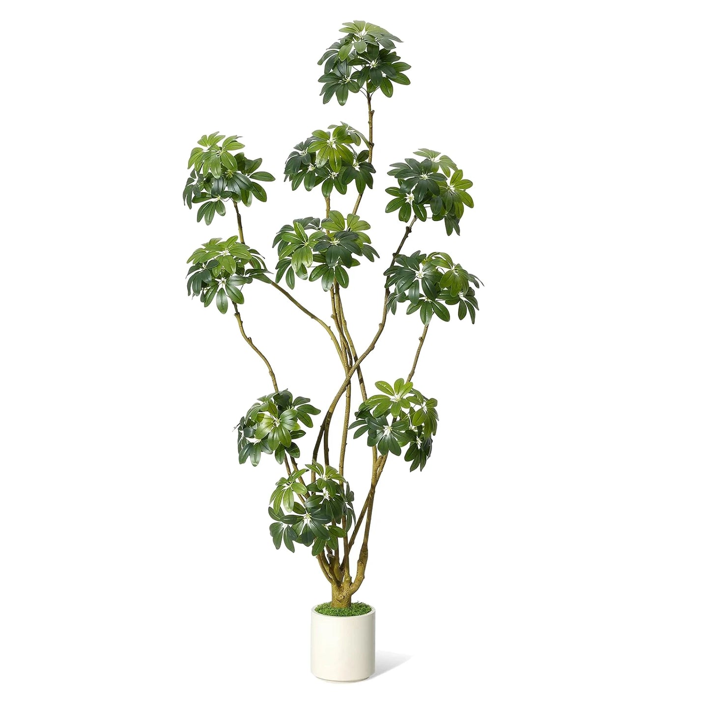 150-210 cm Tall Fake Plant Indoor,Faux Tree Fake Trees in Decorative White Planter with Multiple Trunks Design for Home