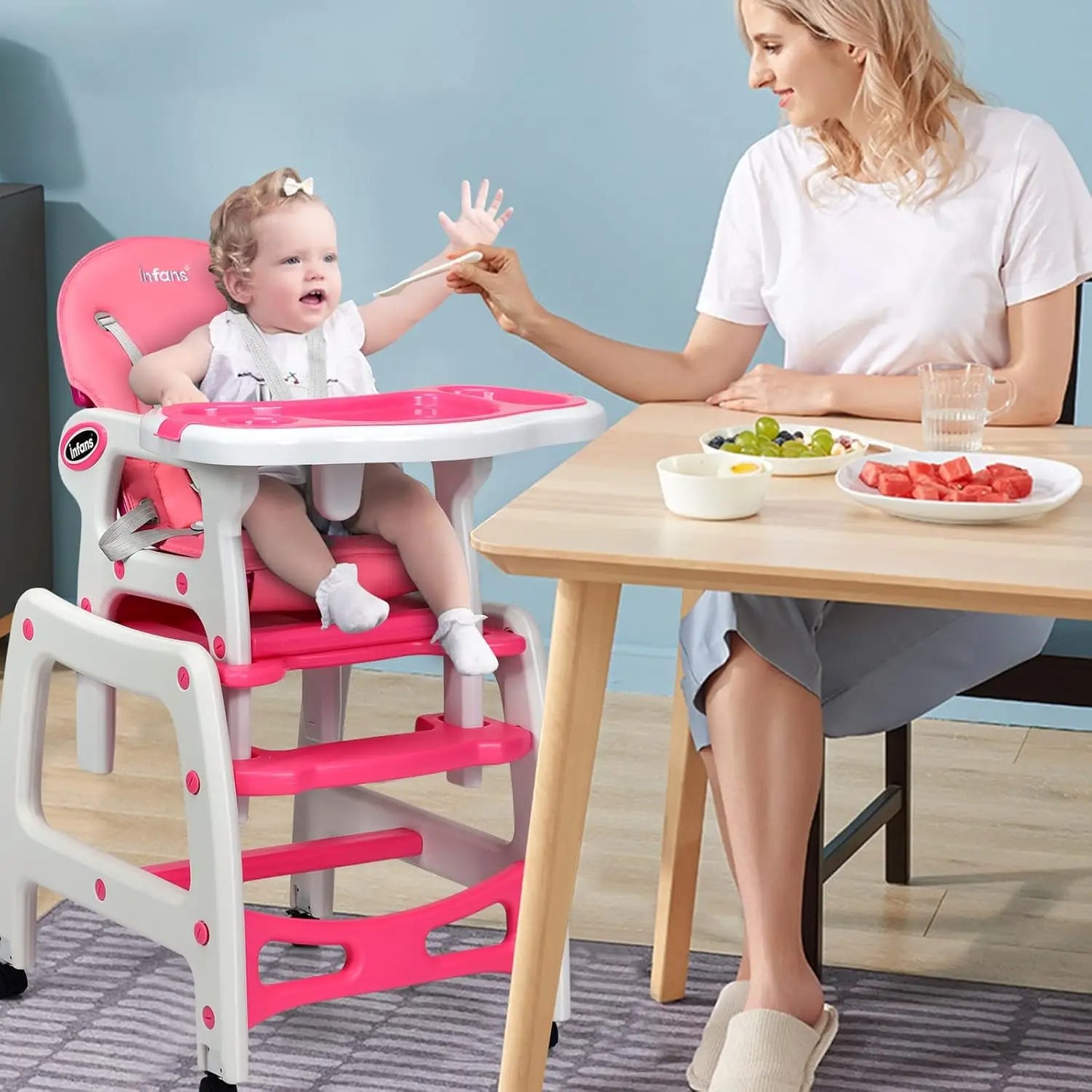 5-in-1 Convertible Baby Highchair with Adjustable Back