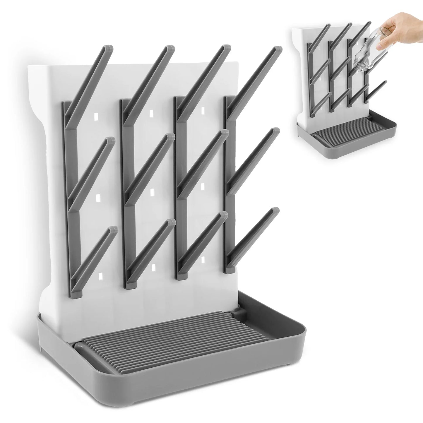 Baby Bottle Drying Rack Space Saving Countertop Holder Detachable Tray Baby Bottles Holder Organizer and Drying