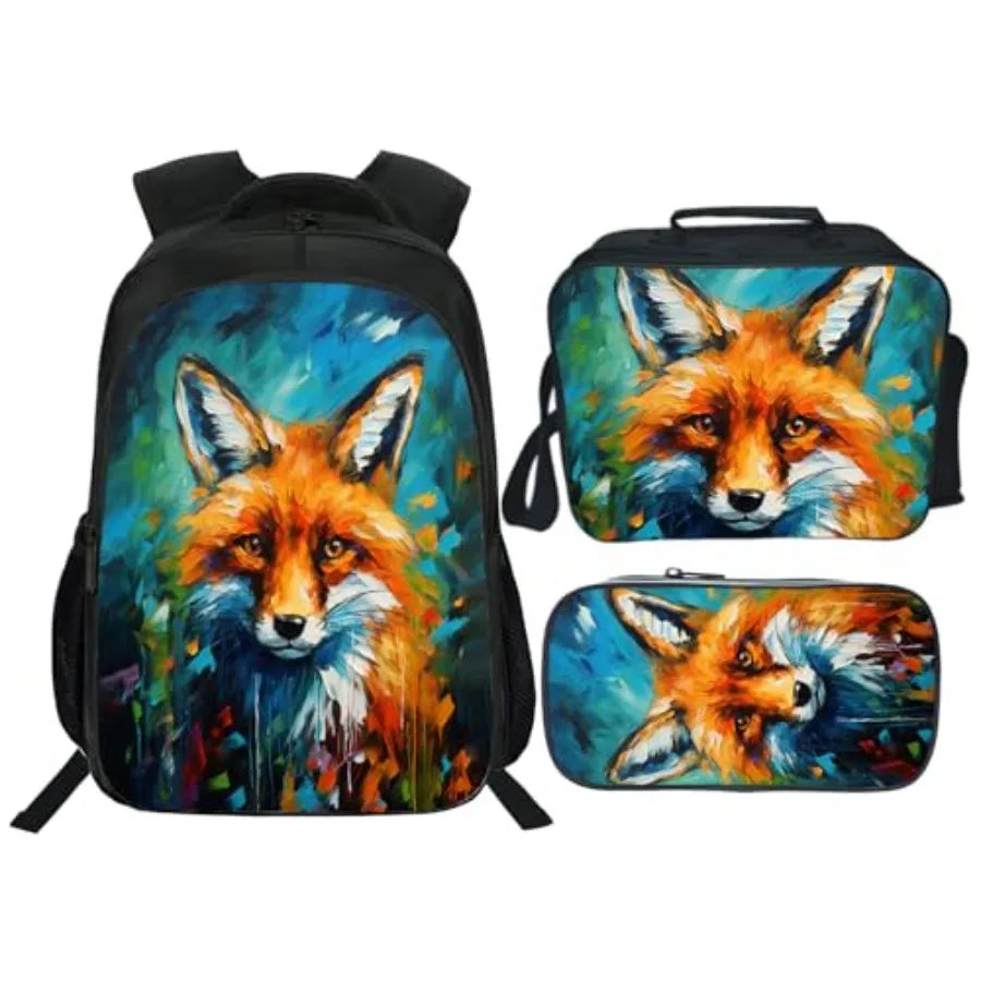 Backpack School Bookbag 16inch Schoolbag With Lunch Box Bag And Pencil Case Set For Boys Girls