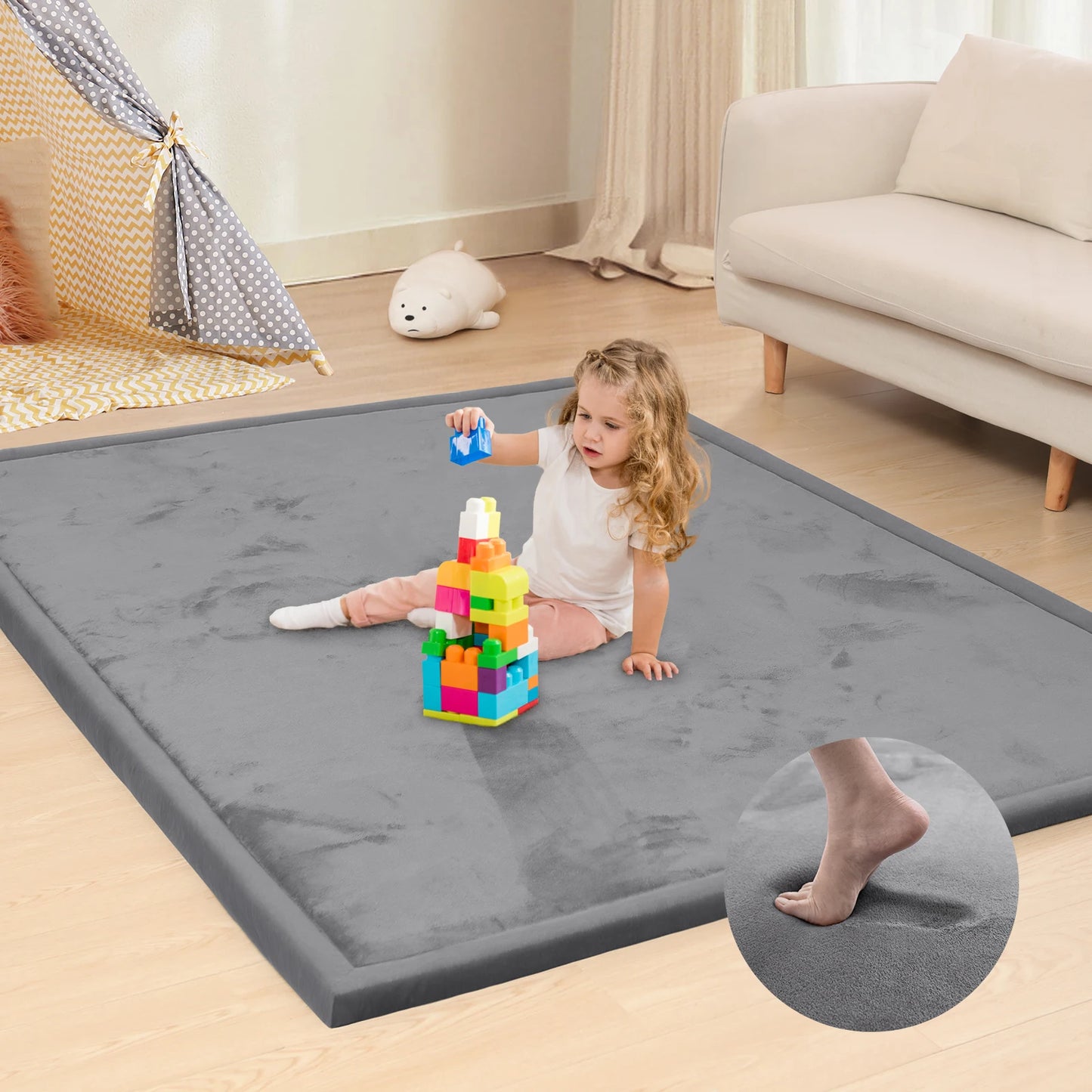 Huloosleep 1.3" Thick Large Tatami Carpet Baby Play Mat Non-Slip Soft Crawling Mat