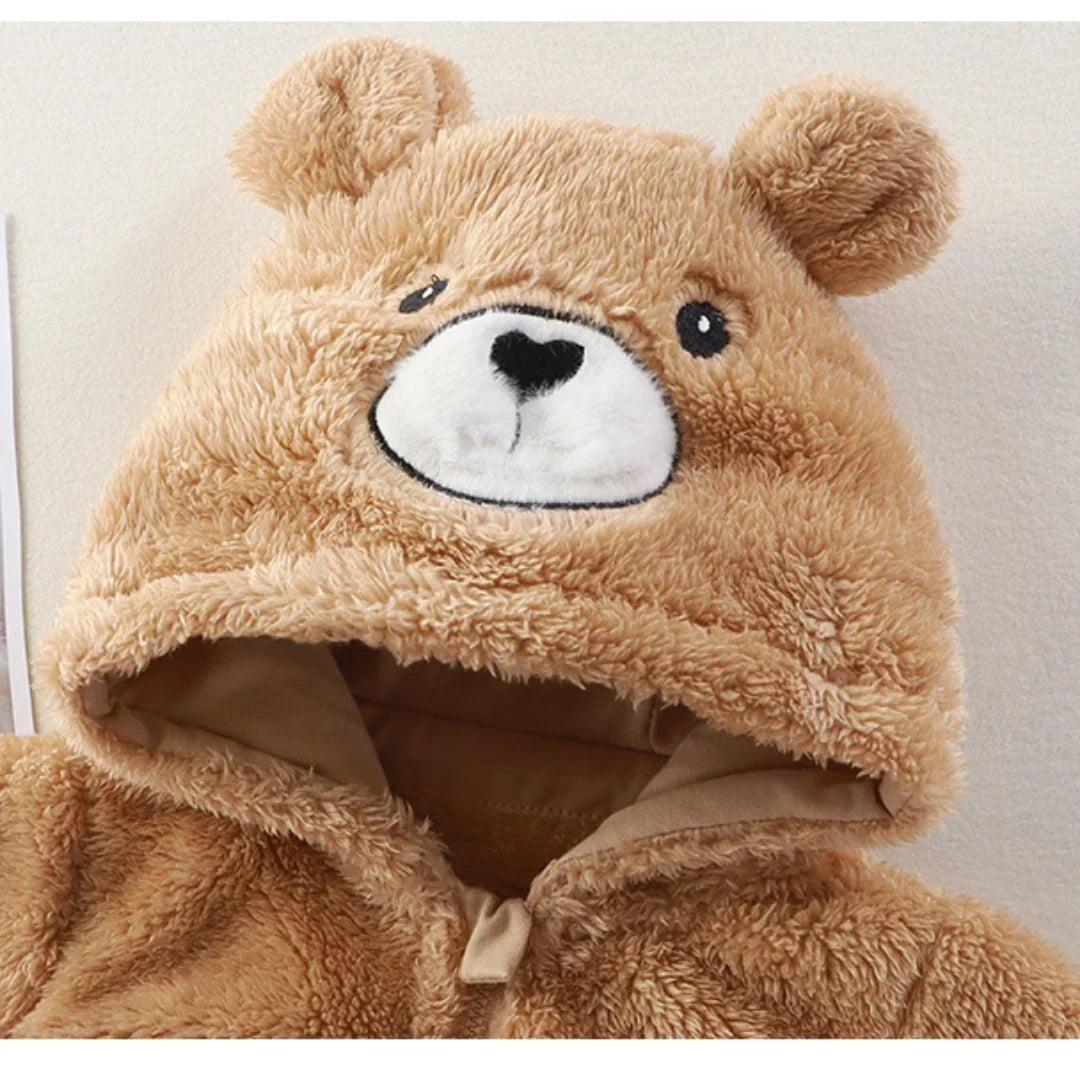 2025 Girl & Boy Clothes Warm Fluffy Bodysuit Plush Animal Onesie Footed Hand Covered Jumpsuit