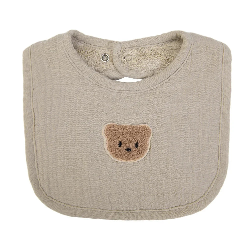 Cute Bear Muslin Cotton Baby Bibs Saliva Towel U-Absorbent Pockets Korean Children Kids Boys Girls Bandanas Feeding Burp Clothes