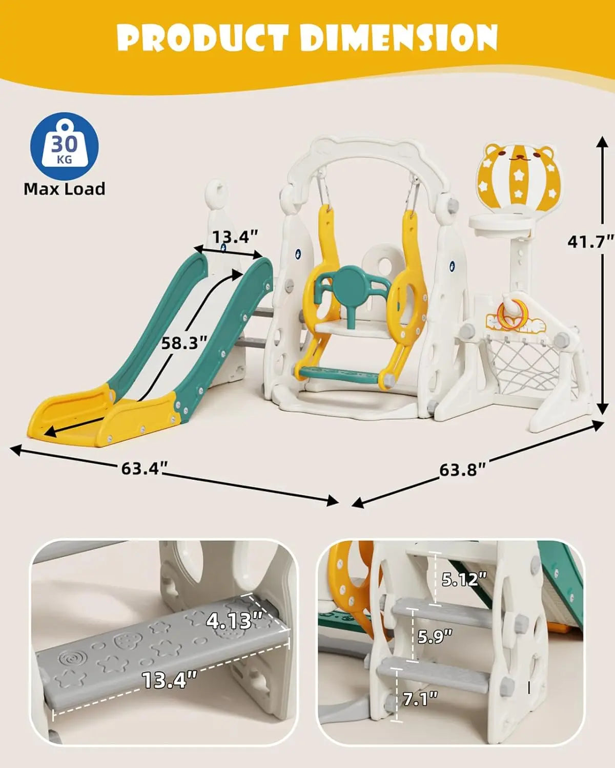 6 in 1 Toddler Slide and Swing Set Outdoor Playset Kids Slide for Toddlers 1-3 Indoor Playground Baby Climber Toys