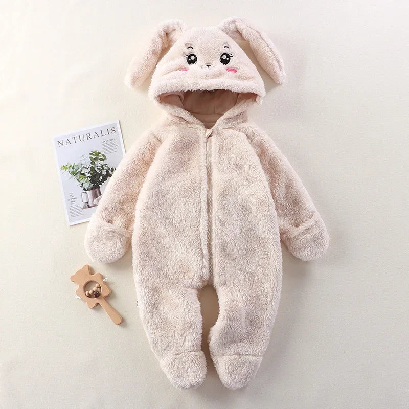 2025 Girl & Boy Clothes Warm Fluffy Bodysuit Plush Animal Onesie Footed Hand Covered Jumpsuit