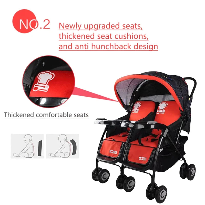 Twins baby stroller,Lightweight , travel friendly, ultra comfort and folding