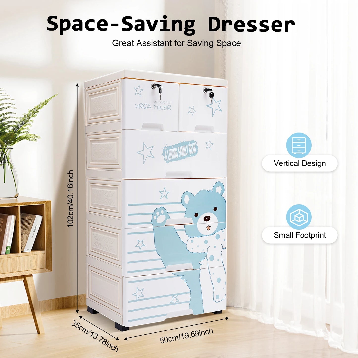 Storage Cabinet with 6 Drawers Plastic Drawers Dresser Closet Dresser Organizer