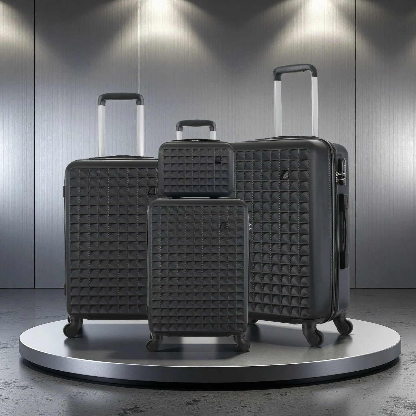 4-Piece ABS Hard side Spinner Luggage Sets (18/23/27 Inch + 13 Inch Cosmetic Case)