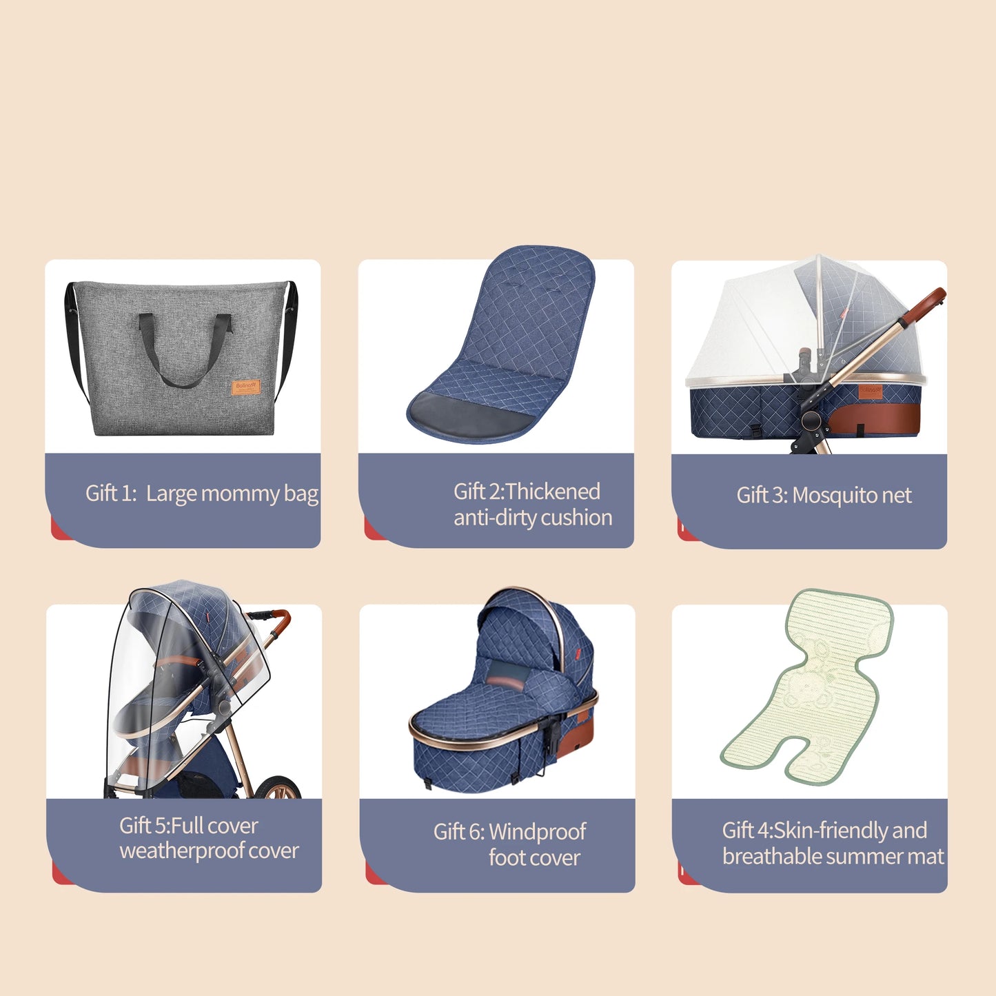 Luxury 3-in-1 High Landscape Baby Stroller Folding Pushchair with Reversible Seat Vista Pram for Comfortable Travel
