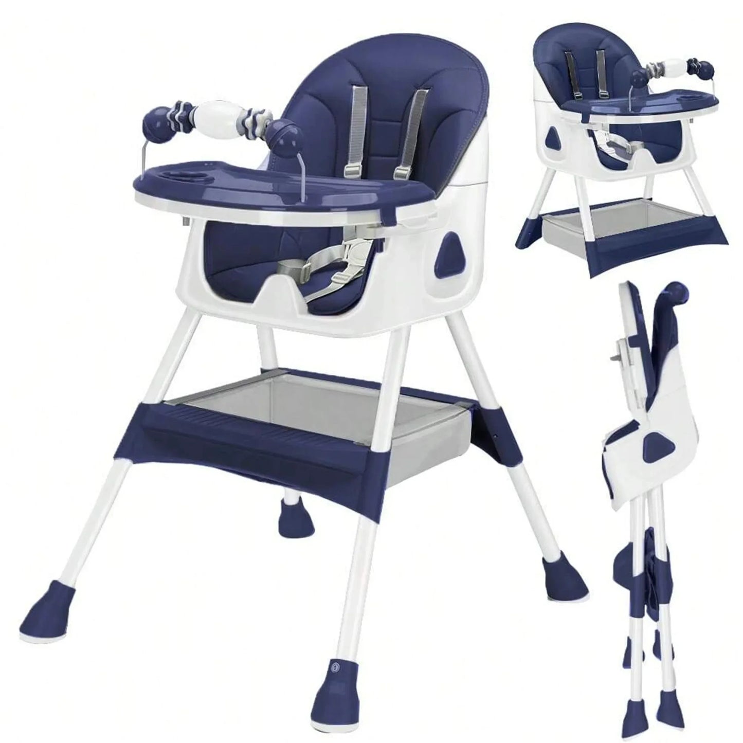 Foldable Baby High Chair 6 Months Plus, with Large Anti slip Pad & Toy Rack