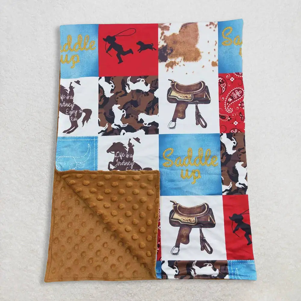 Patchwork Horse Rodeo Baby Kids Blankets Soft Comforter for Children