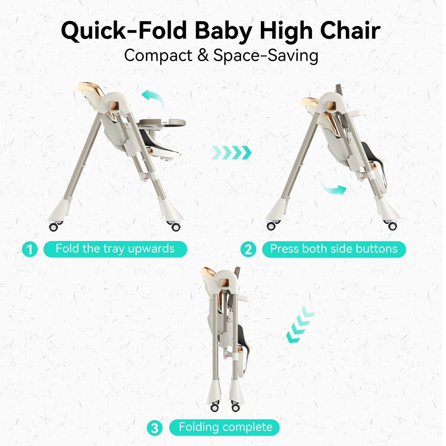 6-in-1 Baby High Chair Baby Swing Combo Convertible Highchair for Infants Toddlers With 6 Heights 4 Recline Foldable With Wheels