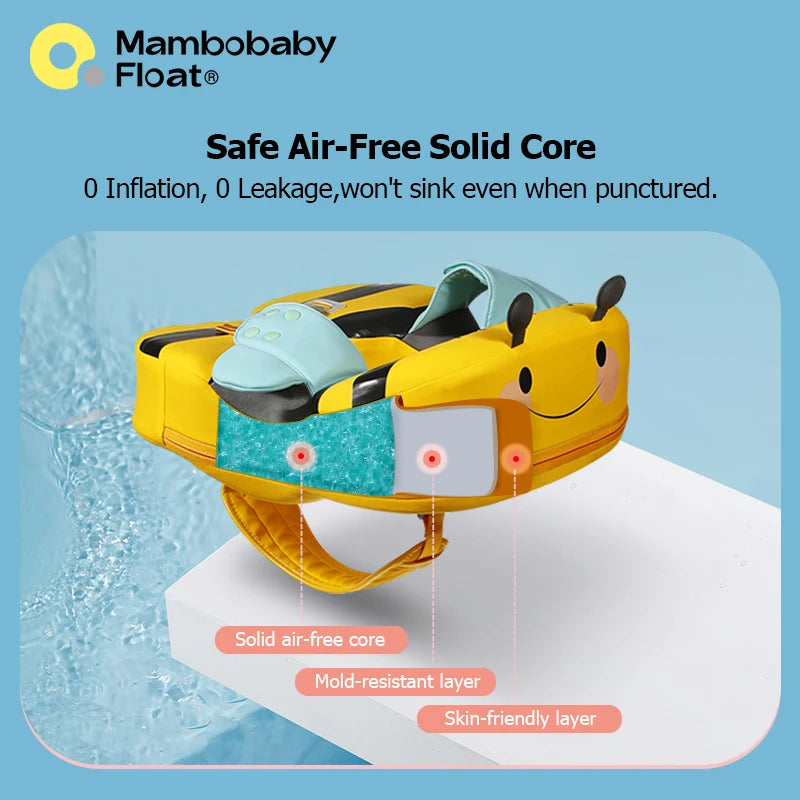 Mambobaby Float with Crotch Support 98% UV Protection Canopy Skin-friendly Baby Swim Ring Toddler Pool Float Infant Swim Circle