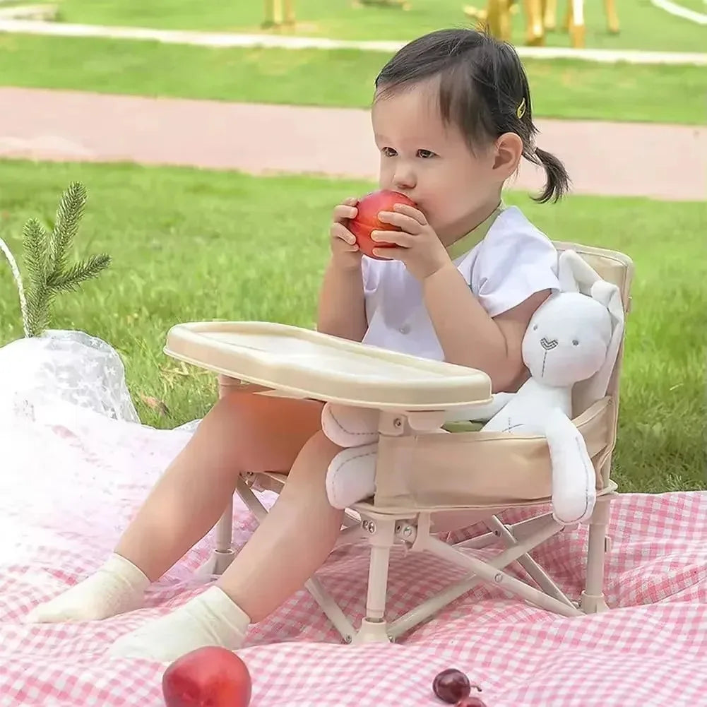 Foldable Portable Baby Dining Chair with Safety Belt & Storage Bag