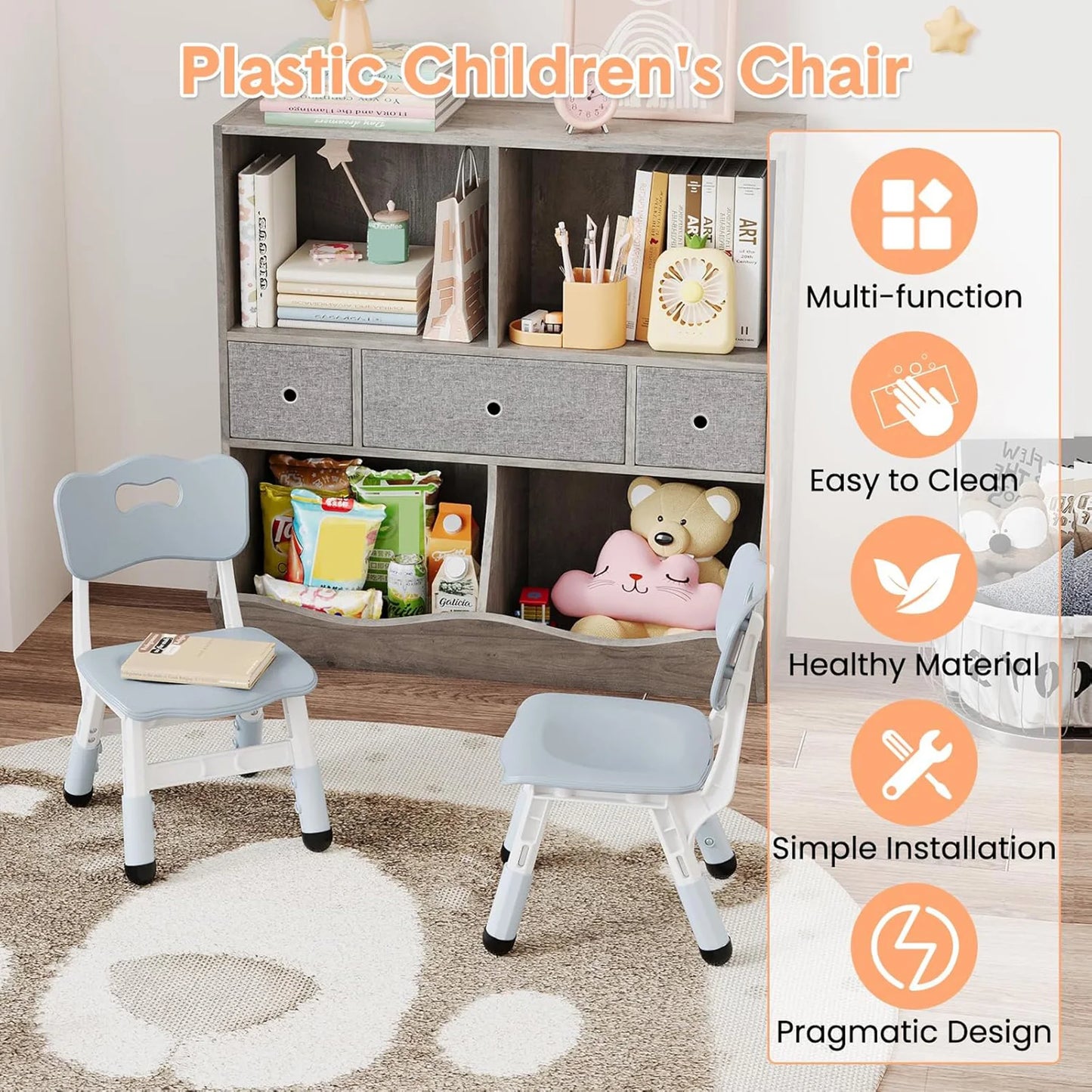 2pcs Stackable Adjustable Kids Chair
