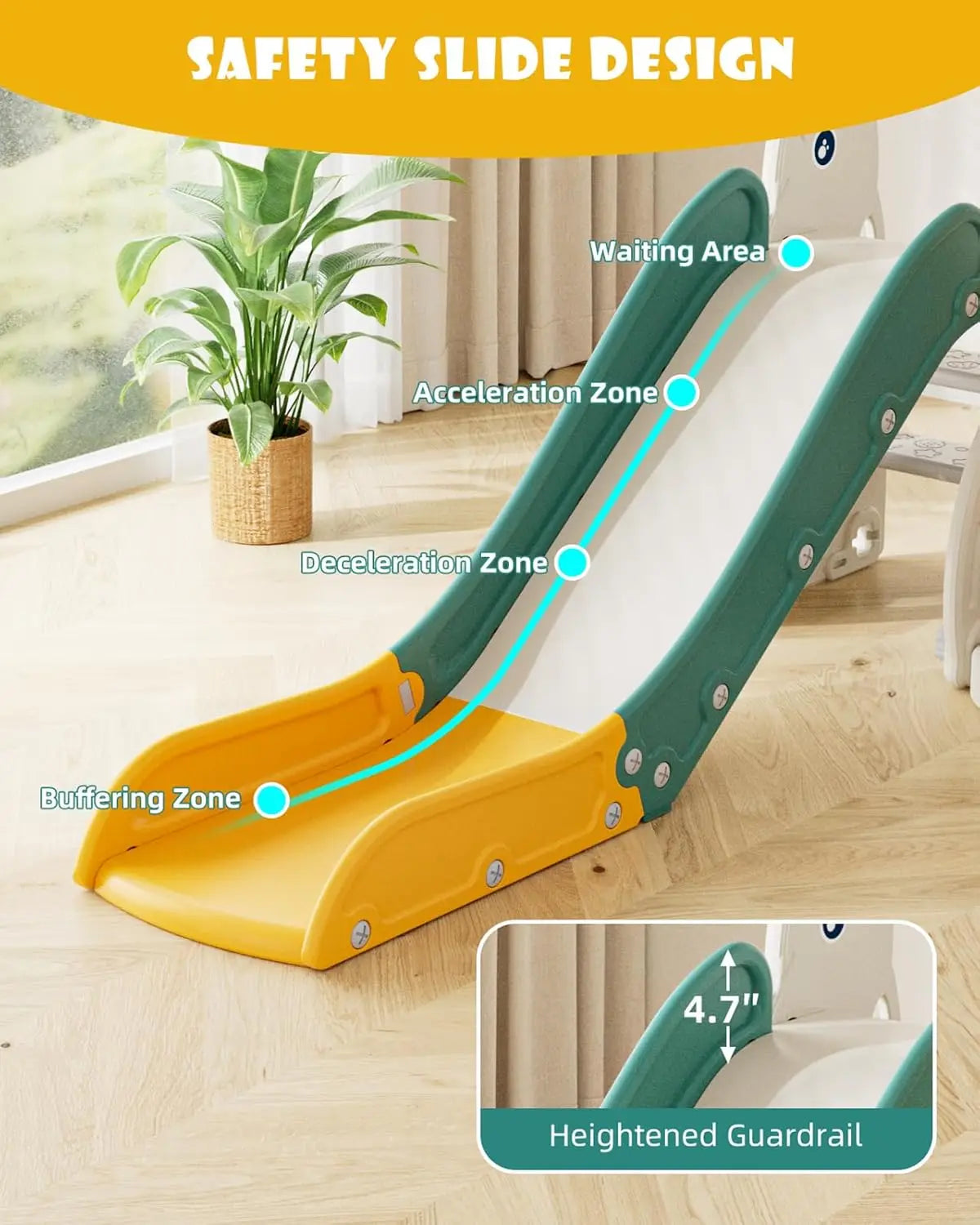 6 in 1 Toddler Slide and Swing Set Outdoor Playset Kids Slide for Toddlers 1-3 Indoor Playground Baby Climber Toys