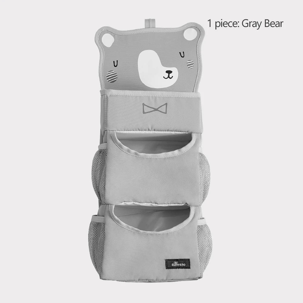 Sunveno Cartoon Baby Crib Hanging Storage Bag, Multi-functional Organizer for Baby Supplies