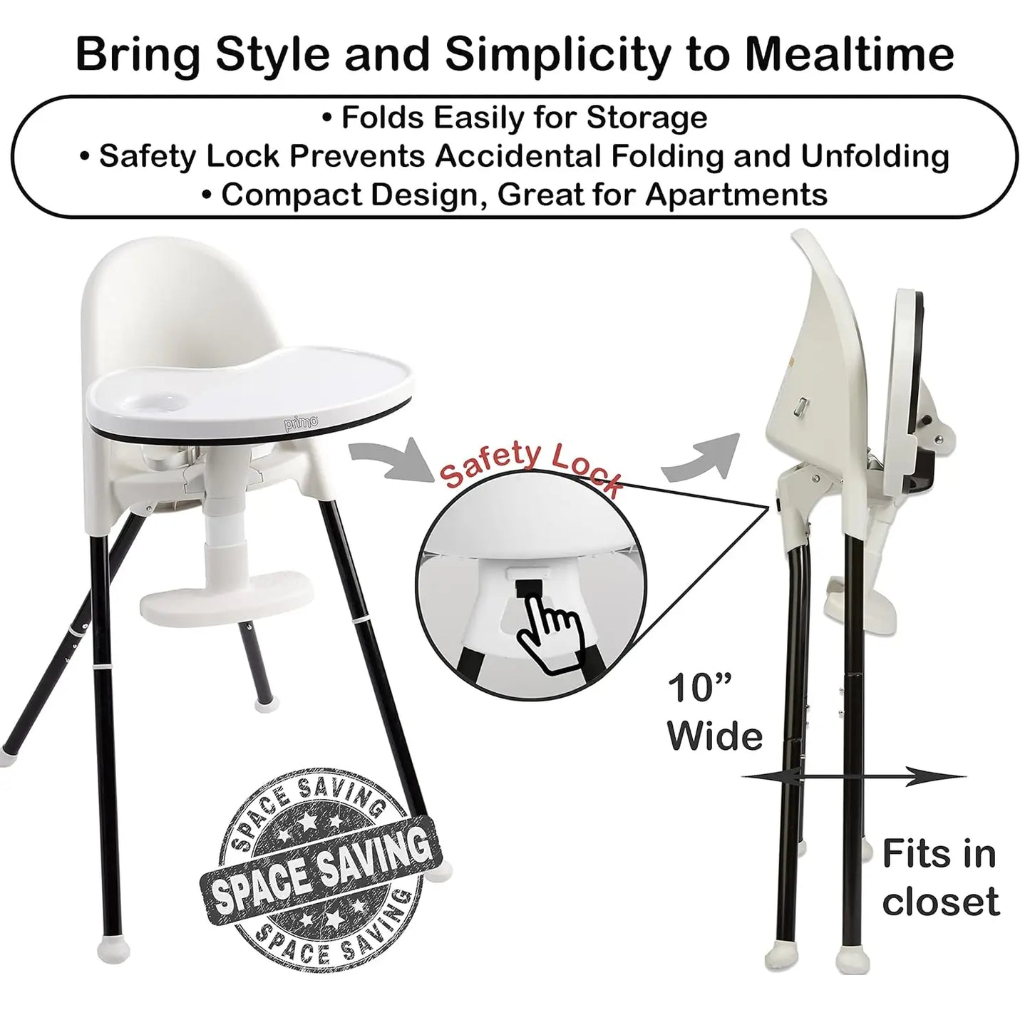 Convertible Folding Highchair & Toddler Seat - Portable