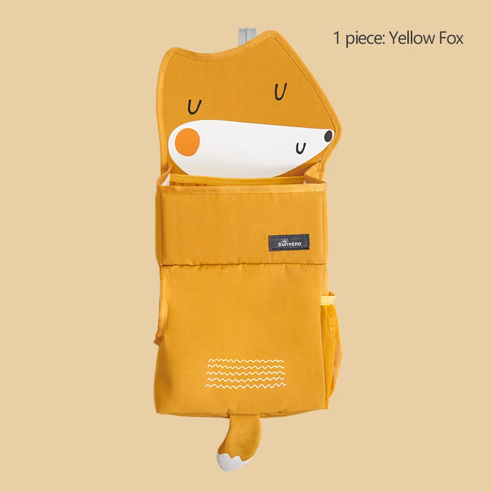 Sunveno Cartoon Baby Crib Hanging Storage Bag, Multi-functional Organizer for Baby Supplies