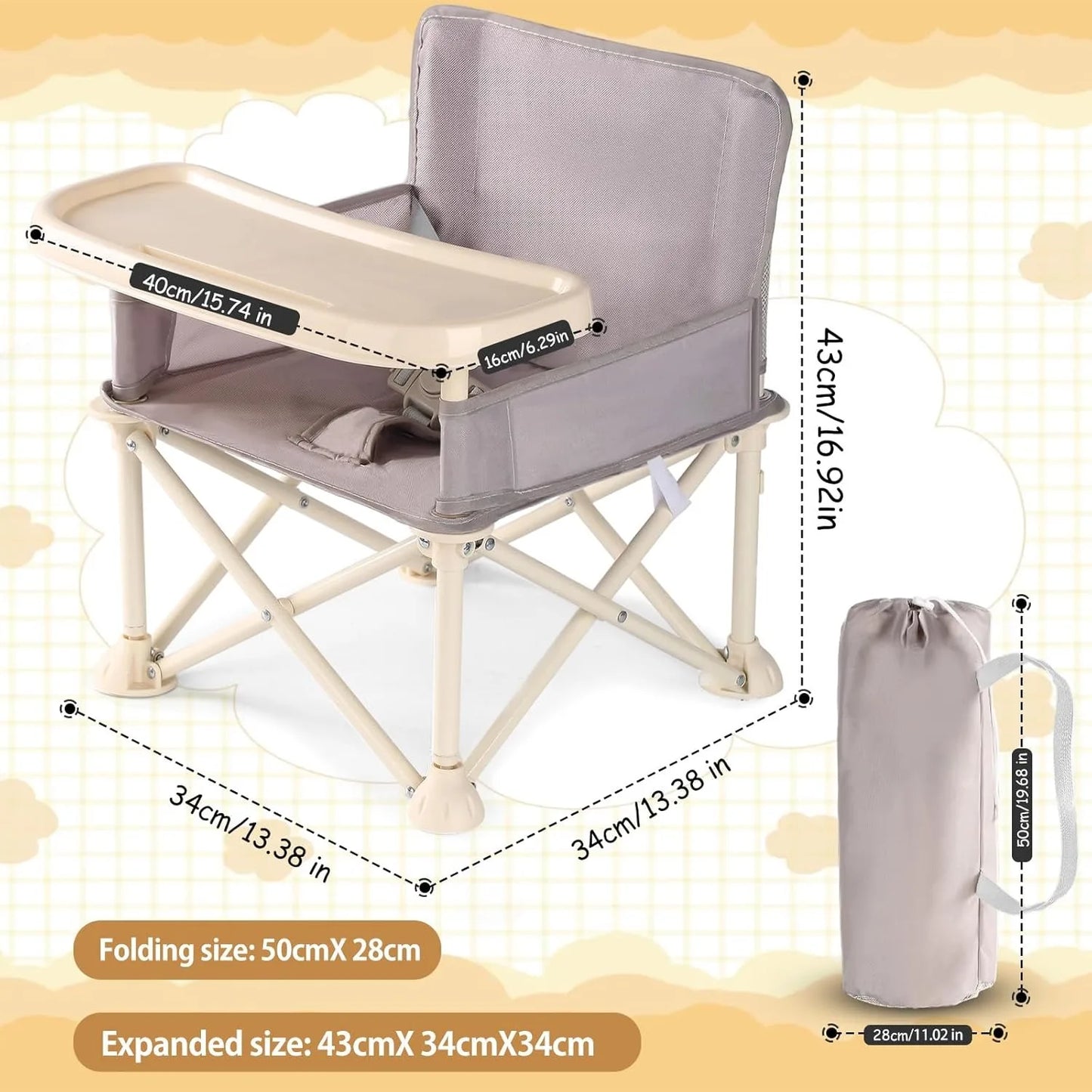 Durable High Chair for Babies – Adjustable Footrest & Detachable Cushion for Comfortable Feeding