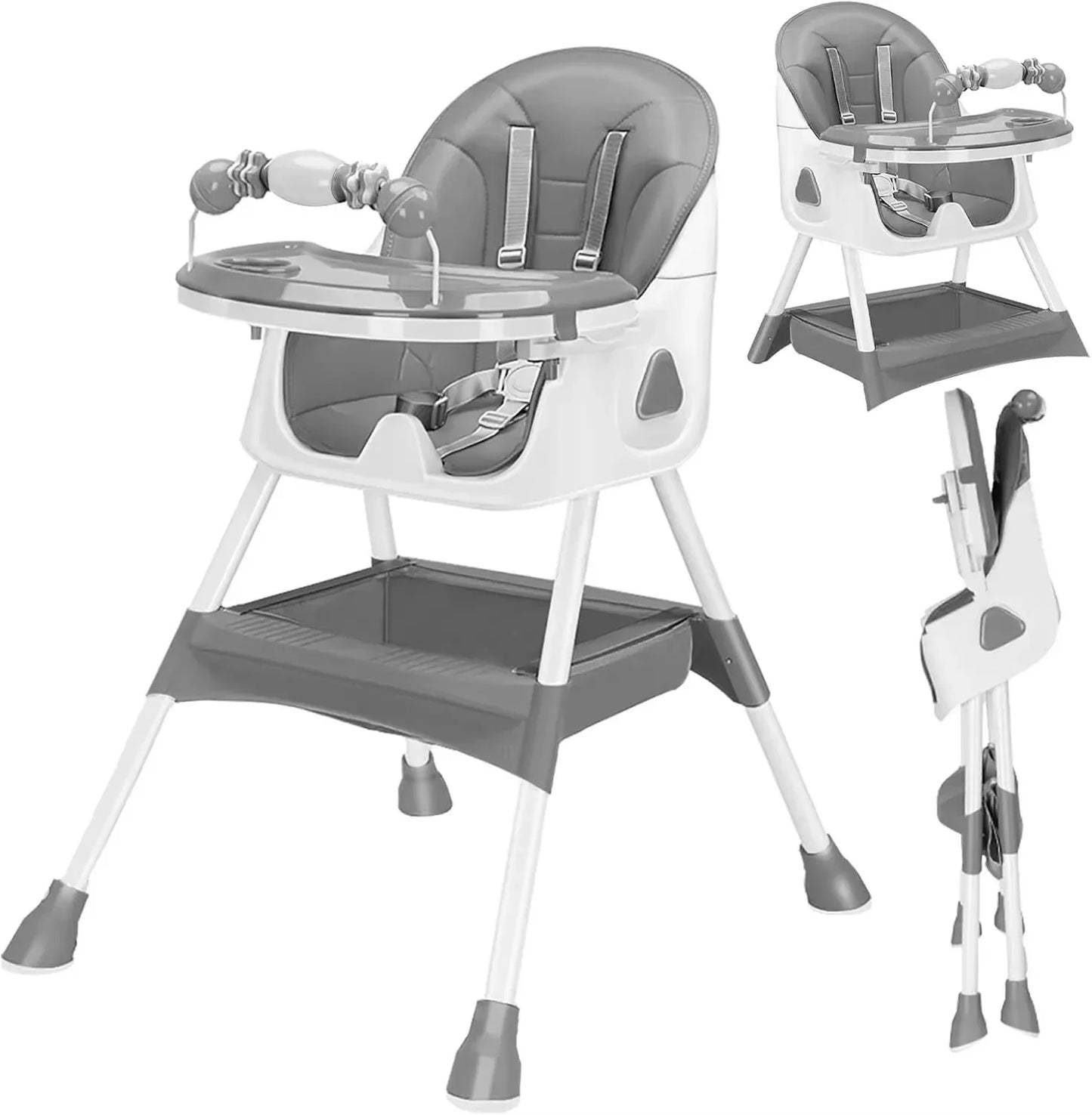 Foldable Baby High Chair 6 Months Plus, with Large Anti slip Pad & Toy Rack