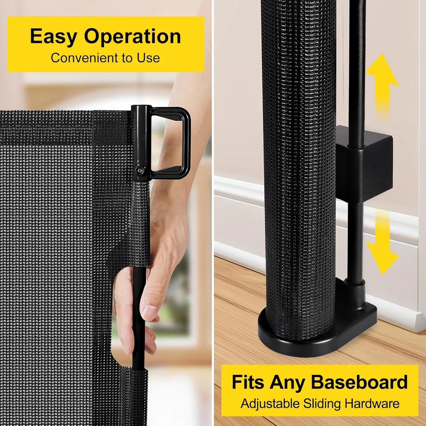 42" Extra Tall Retractable Baby and Dog Gate, Extends to 60", Indoor/Outdoor Safety Barrier