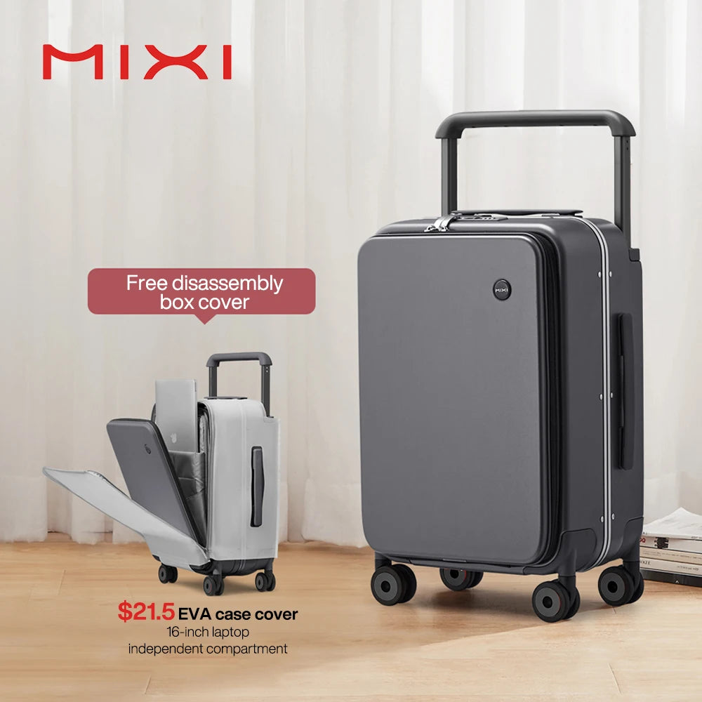 Mixi 2026 New Design Wide Handle Suitcase Men Carry-On Luggage Women Travel Trolley Case