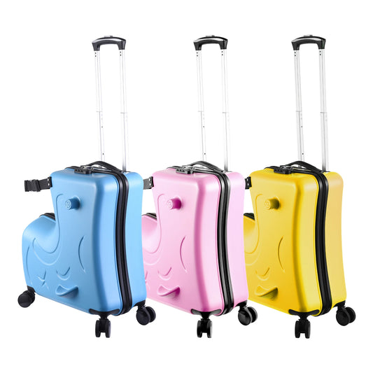 Kids Ride on Luggage, Toddler Luggage Seat Ride on, Kids Travel Suitcase with Safety Belt, Scooter Suitcase for Kids Ages 6-12