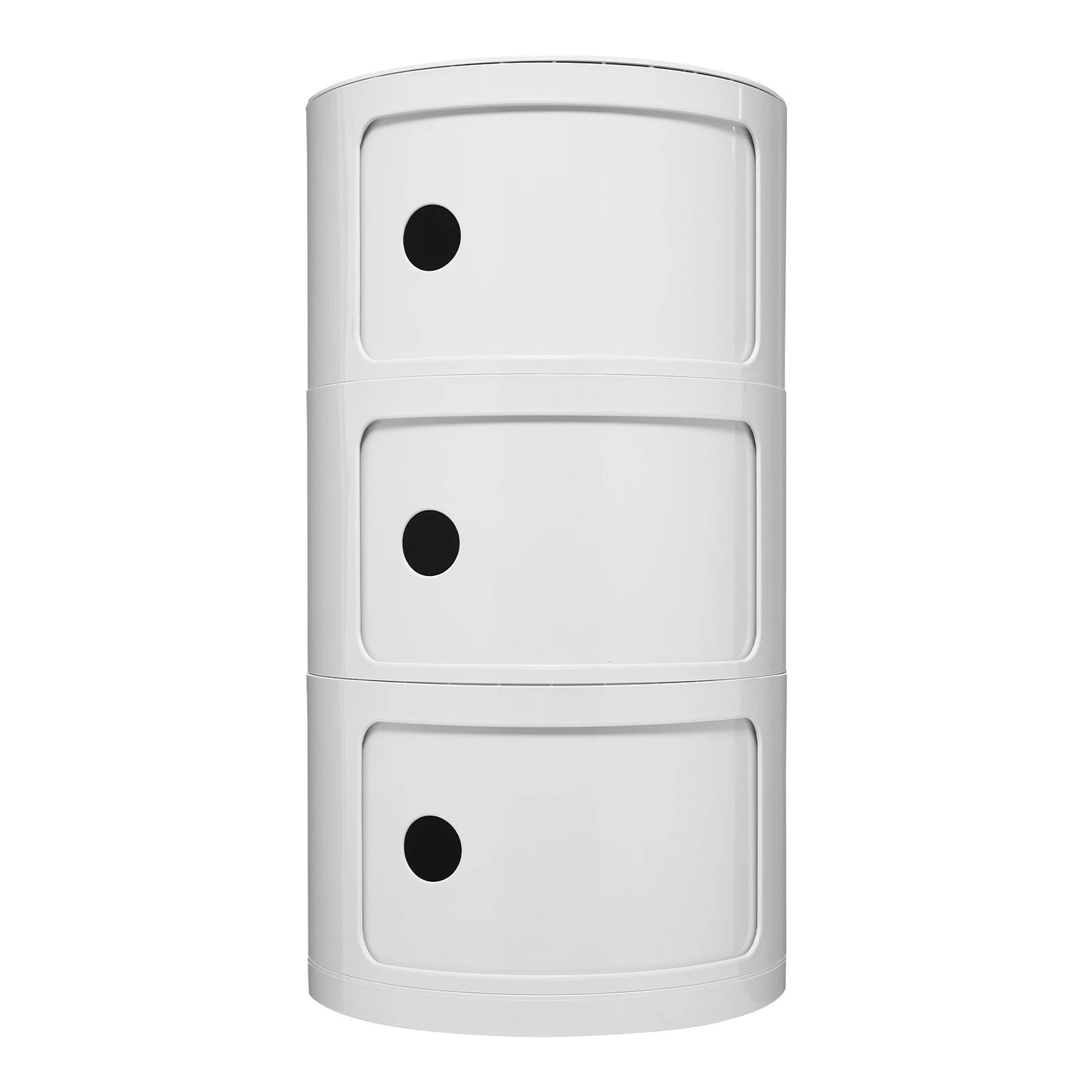 3 Layers Round Bedside Cabinet with 3 Drawers Cabinet with Storage