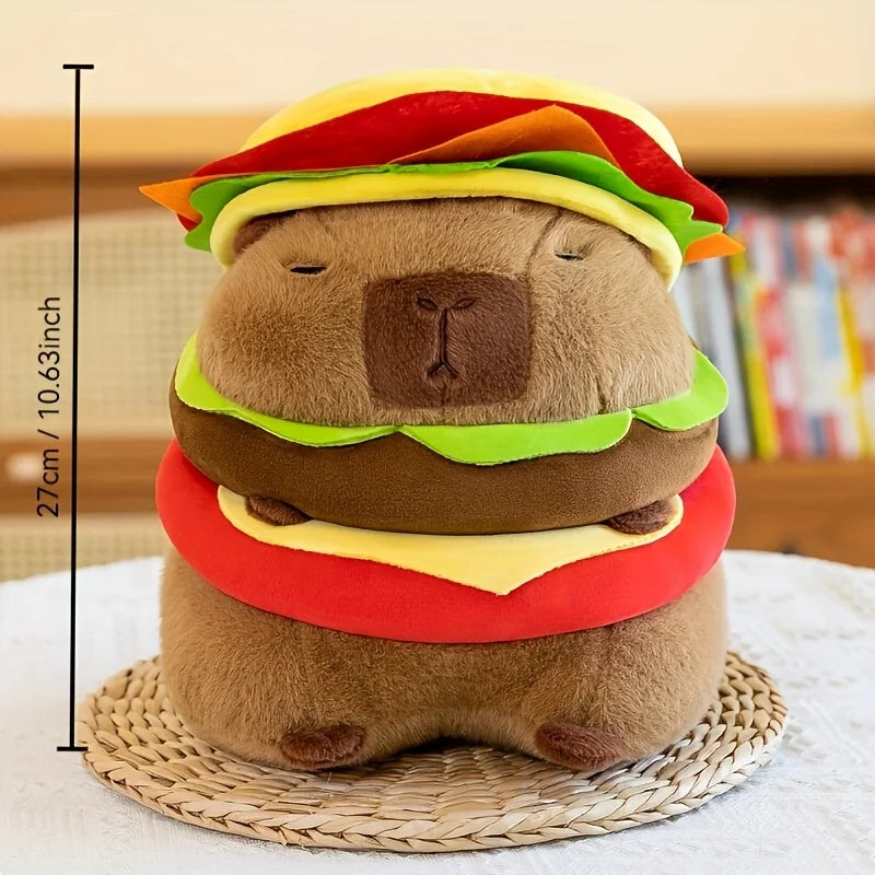 Hamburger Capybara Plush Toy - Stuffed Animal with Realistic